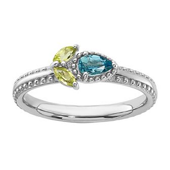 Stacks & Stones Sterling Silver Gemstone Flower Stackable Ring
