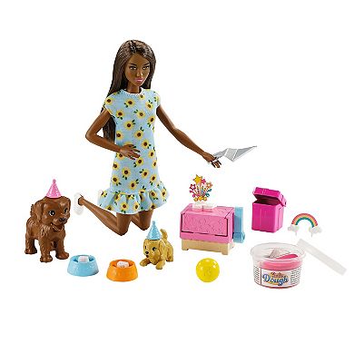 Barbie® Doll and Puppy Party Playset with Puppies, Dough and Cake Mold, 3 to 7 Year Olds