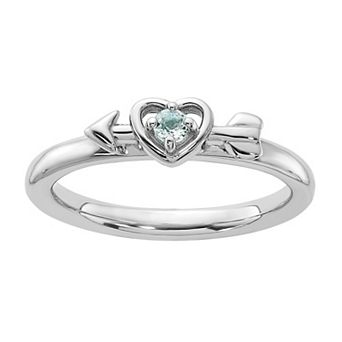 Stacks & Stones Sterling Silver Stackable Gemstone Heart with Arrow Ring