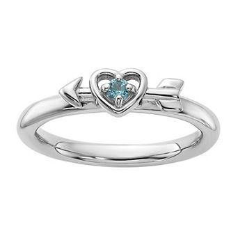 Stacks & Stones Sterling Silver Stackable Gemstone Heart with Arrow Ring
