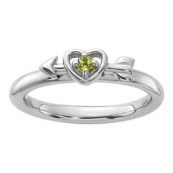 Stacks & Stones Sterling Silver Stackable Gemstone Heart with Arrow Ring