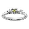 Stacks & Stones Sterling Silver Stackable Gemstone Heart with Arrow Ring