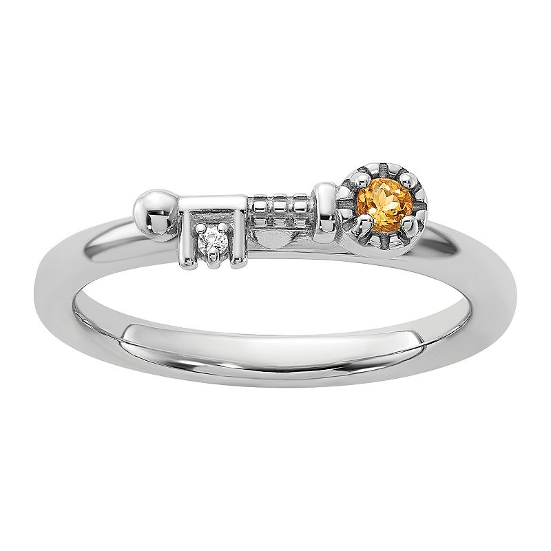 Stacks & Stones Sterling Silver Stackable Gemstone Key Ring, Women's, Size: 10, Citrine