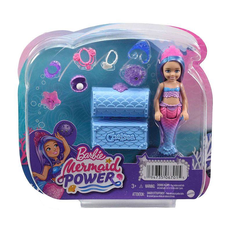 Barbie Mermaid Power Chelsea Doll with 2 Pets & Accessories, Multicolor