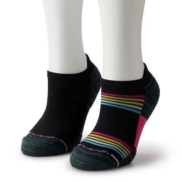 Women's Dr. Motion 2Pack Happy Stripe Compression Ankle Socks