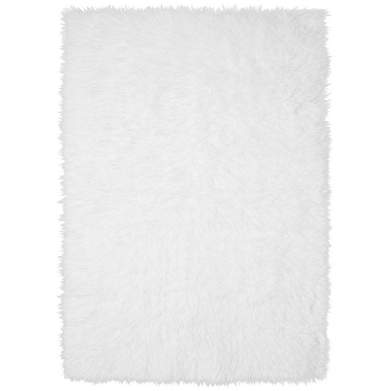 My Magic Carpet Washable Vegan White Plush Shag Area Rug 3  x 5  3  x 5  Accent Bathroom  Living Room  Bedroom