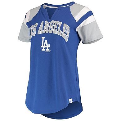 Women's Starter Royal/Gray Los Angeles Dodgers Game On Notch Neck Raglan T-Shirt