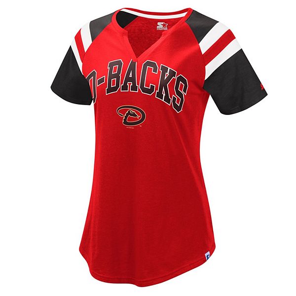 Arizona Diamondbacks Starter Women's Game On Notch Neck Raglan T-Shirt - Red /Black