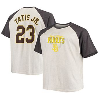 Men's Fernando Tatis Jr. Oatmeal/Heathered Charcoal San Diego Padres Big & Tall Name & Number Raglan T-Shirt