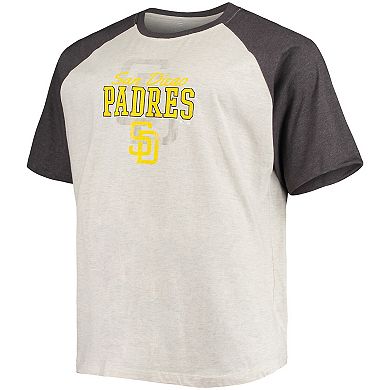 Men's Fernando Tatis Jr. Oatmeal/Heathered Charcoal San Diego Padres Big & Tall Name & Number Raglan T-Shirt