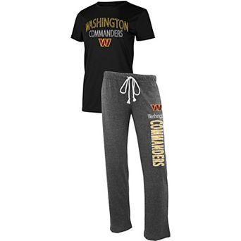 Women's Concepts Sport Black/Heathered Charcoal Washington Commanders Quest T-Shirt & Pants Sleep Set