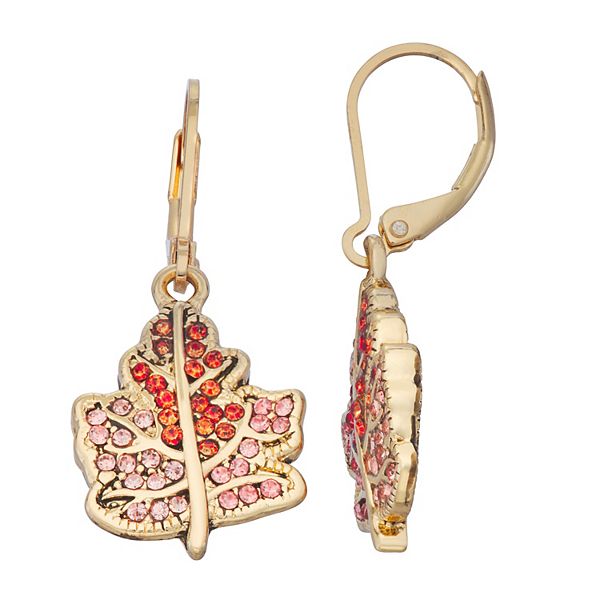 Napier Autumn Spiced Fall Leaf Earrings 