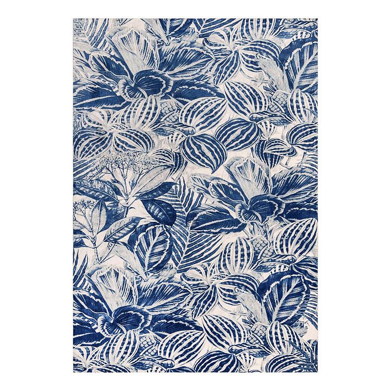 Unique Loom Ocho Blossom Rug, Blue, 10Ft Rnd