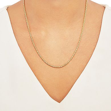 Gilded Silver 18k Gold Over Silver Rope Chain Necklace