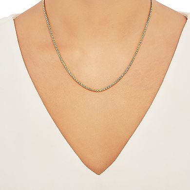 Gilded Silver 18k Gold Over Silver Box Chain Necklace
