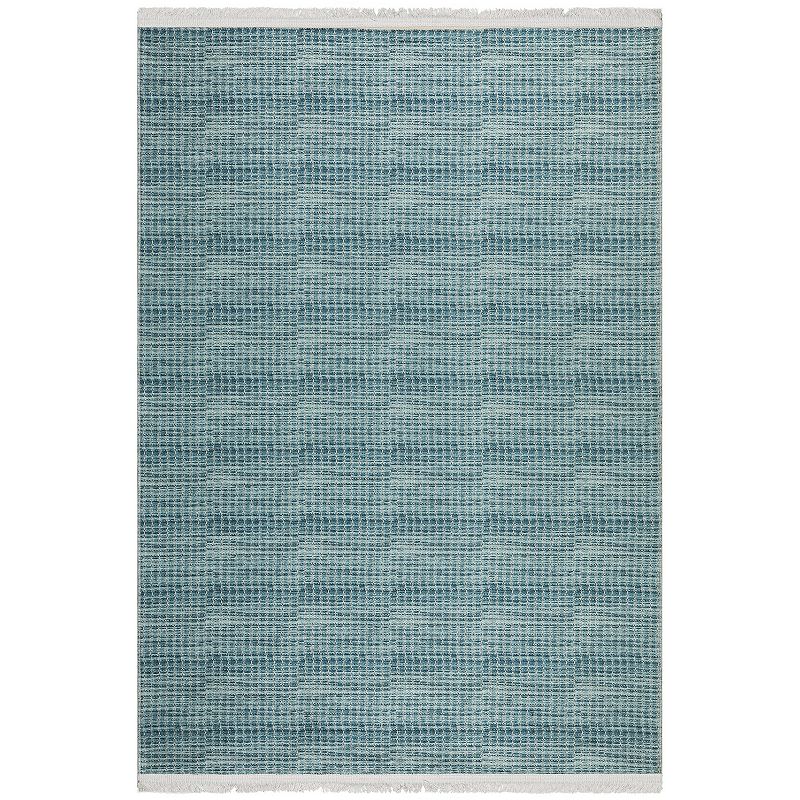 Ottomanson Flat Weave Abstract Washable Indoor Rug, Blue, 2X5 Ft