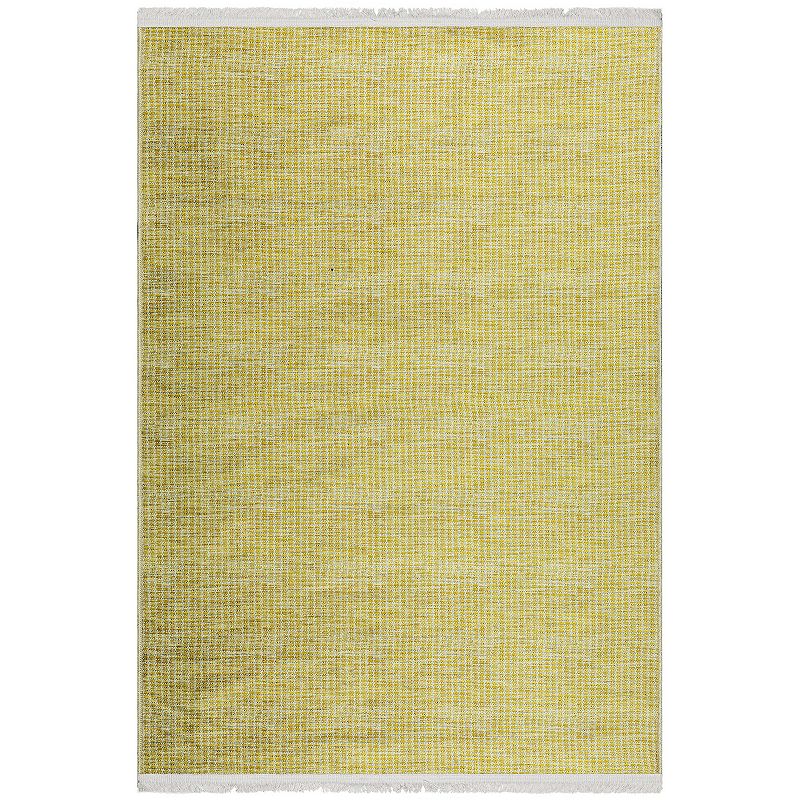 Ottomanson Flat Weave Abstract Washable Indoor Rug, Yellow, 4X6 Ft