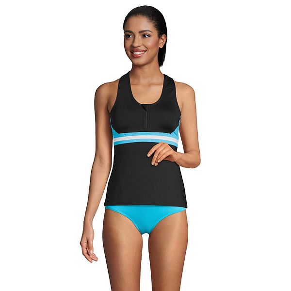 Women's Lands' End Zip-Front Tankini Swim Top