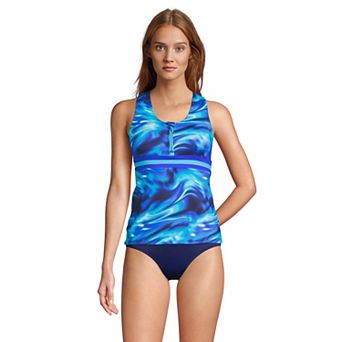 Women's Lands' End Zip-Front Tankini Swim Top