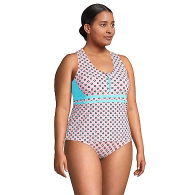 Plus Size Lands' End UPF 50 Zip-Front Tankini