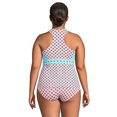 Plus Size Lands' End UPF 50 Zip-Front Tankini