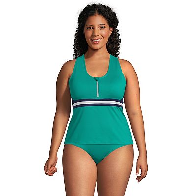 Plus Size Lands End UPF 50 Zip Front Tankini