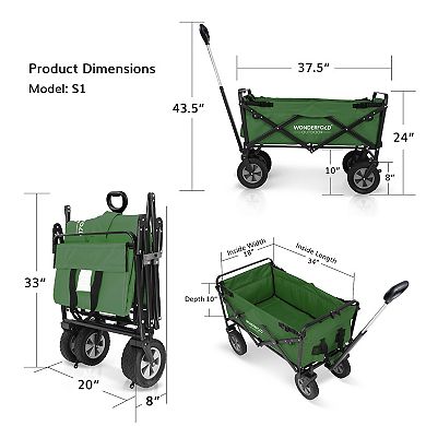 Wonderfold S-Series Utility Folding Wagon with Self Stand