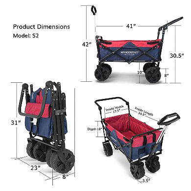 WonderFold S-Series Utility Beach Tire Folding Wagon