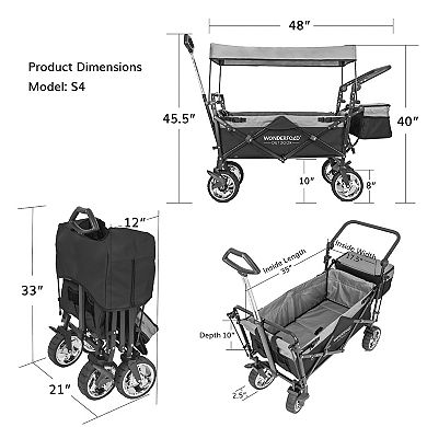 WonderFold S-Series Utility Premium Folding Wagon with Canopy