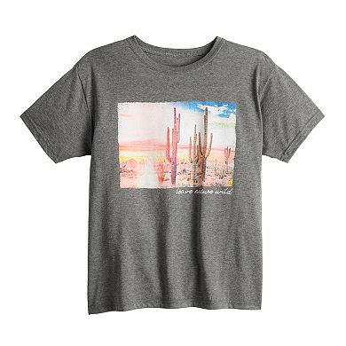 Juniors' "Leave Nature Wild" Desert Cactus Graphic Tee