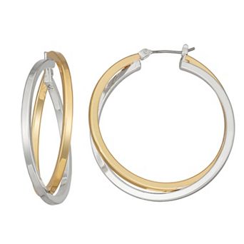 Napier Criss Cross Hoop Earrings