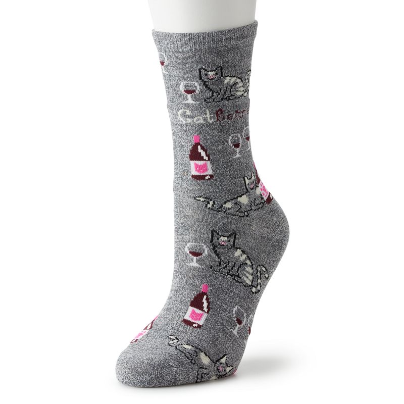 73697188 Womens Novelty Crew Socks, Size: 9-11, Grey sku 73697188