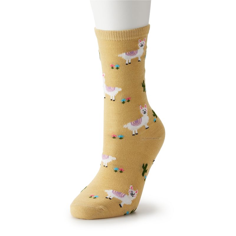 21110963 Womens Novelty Crew Socks, Size: 9-11, Yellow sku 21110963