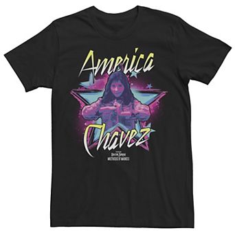 Men's Marvel Doctor Strange Movie 2 America Chavez Pose Star Neon Tee
