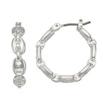 Nine West Chain Link Click It Hoop Earrings