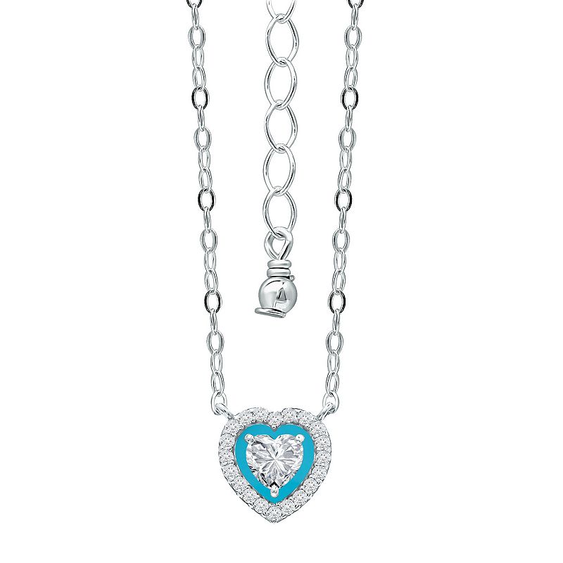 Aleure Precioso Sterling Silver Enamel & Cubic Zirconia Heart Shaped Halo 