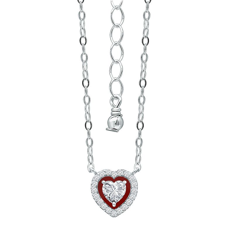 Aleure Precioso Sterling Silver Enamel & Cubic Zirconia Heart Shaped Halo 