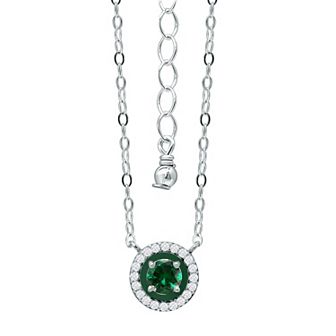 Aleure Precioso Sterling Silver Enamel & Cubic Zirconia Halo Pendant Necklace
