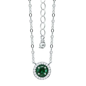 Aleure Precioso Sterling Silver Enamel & Cubic Zirconia Halo Pendant Necklace