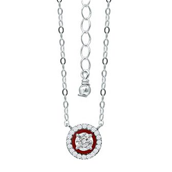 Aleure Precioso Sterling Silver Enamel & Cubic Zirconia Halo Pendant Necklace