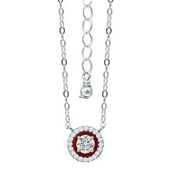 Aleure Precioso Sterling Silver Enamel & Cubic Zirconia Halo Pendant Necklace