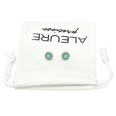 Aleure Precioso Sterling Cubic Zirconia Halo Stud Earrings