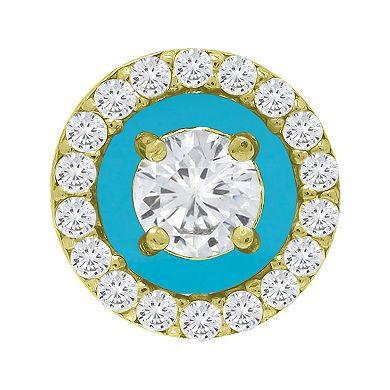 Aleure Precioso Sterling Cubic Zirconia Halo Stud Earrings