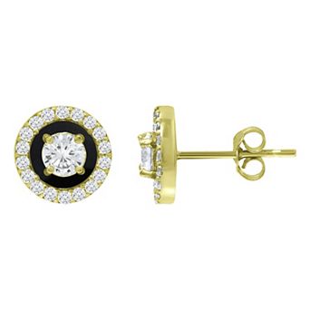 Aleure Precioso Sterling Cubic Zirconia Halo Stud Earrings