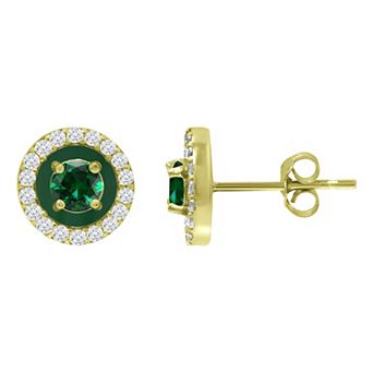 Aleure Precioso Sterling Cubic Zirconia Halo Stud Earrings