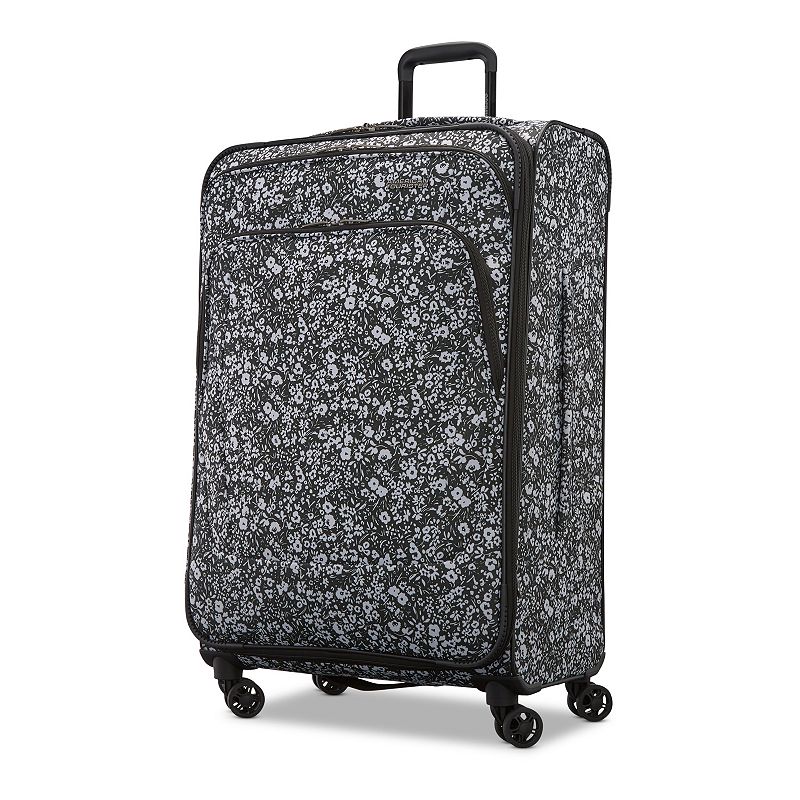 American Tourister Burst Max Quatro Suitcase, Black White Daisies, 25 INCH