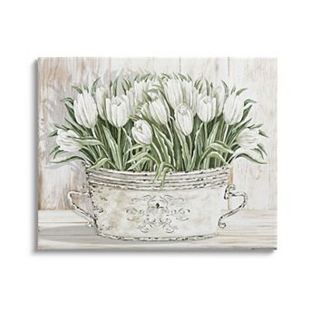 Stupell Home Decor Tulip Flowers Distressed Canvas Wall Art