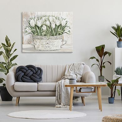 Stupell Home Decor Tulips Floral Distressed Canvas Wall Art