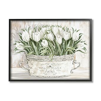 Stupell Home Decor White Tulip Flowers Fresh Vintage Country Tin Painting