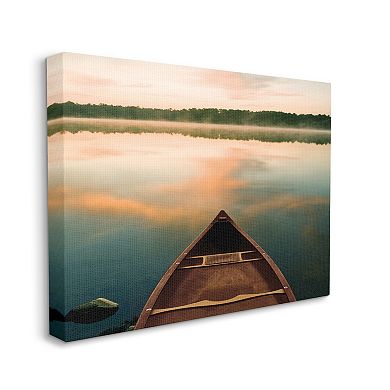Stupell Home Decor Canoe On Lake Warm Sunrise Water Reflection Wall Art